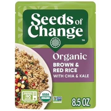 SEEDS OF CHANGE Certified Organic Brown & Red Rice with Chia & Kale, Organic Food, 8.5 OZ Pouch (Pac...