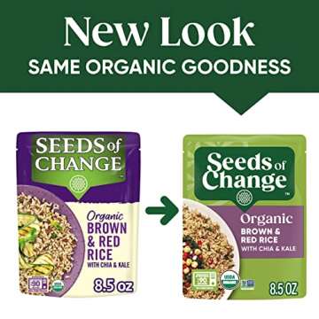 SEEDS OF CHANGE Certified Organic Brown & Red Rice with Chia & Kale, Organic Food, 8.5 OZ Pouch (Pack of 12)