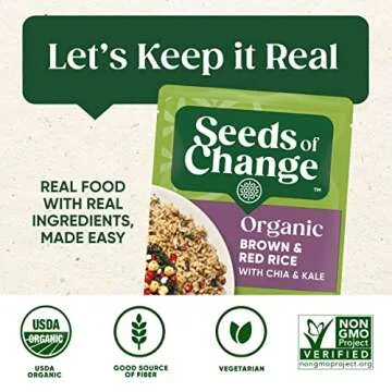 SEEDS OF CHANGE Certified Organic Brown & Red Rice with Chia & Kale, Organic Food, 8.5 OZ Pouch (Pack of 12)