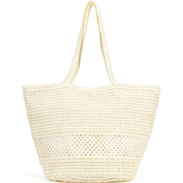 Kiss Sea Large Beach Straw Purse: Chic White Raffia Tote for Summer Fun