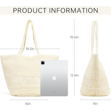 Kiss Sea Large Beach Straw Purse for Summer Adventures