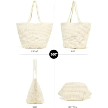 Kiss Sea Large Beach Straw Purse for Summer Adventures