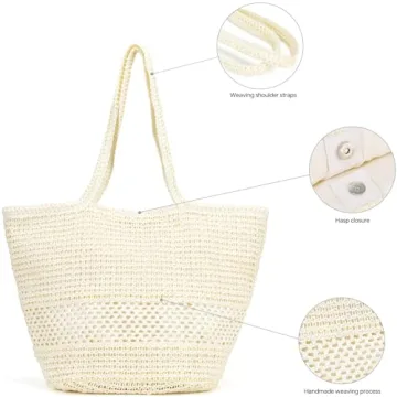 Kiss Sea Large Beach Straw Purse for Summer Adventures