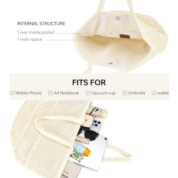 Kiss Sea Large Beach Straw Purse for Summer Adventures