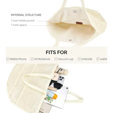 Kiss Sea Large Beach Straw Purse for Summer Adventures