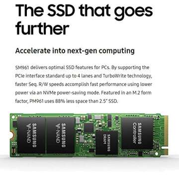 Samsung 1TB PM961 Single Sided 80mm (2280/2280SS) M.2 PCI Express 3.0 x4 (PCIe Gen3 x4) OEM NVMe SSD - MZVLW1T0HMLH