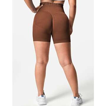 YEOREO Women Seamless Scrunch Workout Shorts High Waisted Booty Lifting Gym Yoga Shorts Clay M