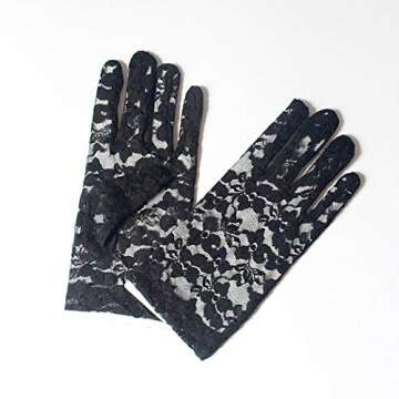 Asooll 1920s Lace Satin Gloves Opera Stretchy Costume Halloween Gloves Fashion Prom Cosplay Party Rave Elbow Gloves for Women and Girls (Black)
