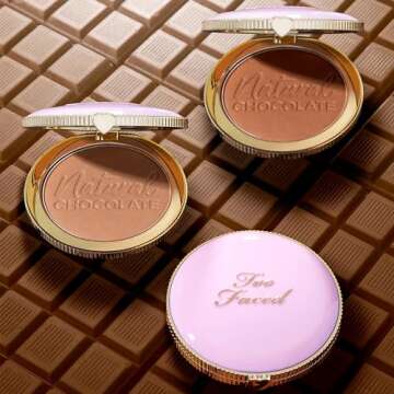Too Faced Chocolate Soleil Natural Chocolate Bronzer | Sheer-to-Medium Coverage| Glow, 0.31 Ounce, Caramel Cocoa
