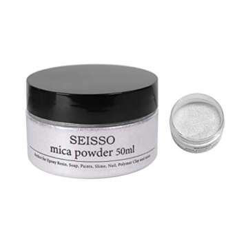 Shining Pearl White Mica Powder 50g/1.76oz Soap Making Dyes Natural Powder Pigments Resin Art Mica P...