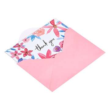 Amazon Basics Thank You Cards and Envelopes, 48 Count, Floral