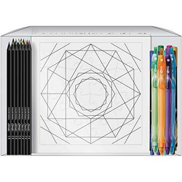 BIC Geo-Fun Color Your Own Puzzle Activity Kit, 36-Count, Assorted Pens and Colored Pencils Included