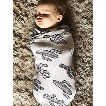 SANNIX Cactus Muslin Swaddle Blankets Cotton Baby Swaddle Wrap Floral Print Burping Cloth & Stroller Cover Baby Blanket