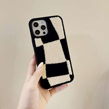 Tewwsdi Trendy Black White Checkered Phone Case for iPhone 15 Pro Max Aesthetic Retro Irregular Grid...