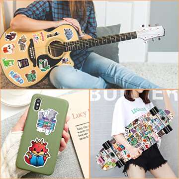 100 Pcs Book Stickers,Reading Stickers,Bookish,Book Stickers for Water Bottles,Bookish Items Stickers,Library Stickers,Book Accessories for Reading Lovers,Vinyl Waterproof Decals for Kids Teens