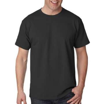 Hanes Men's Ecosmart T-Shirt Pack of 6, Black, Small