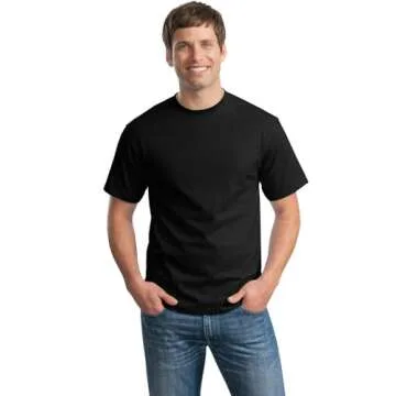 Hanes Men's Ecosmart T-Shirt Pack of 6, Black, Small