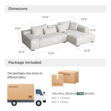 Comfy Acanva Modern Oversized L Shaped Sectional Sofa