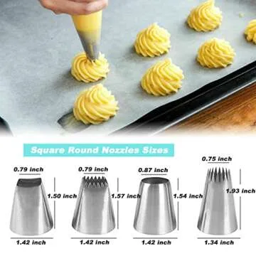 Suuker Extra Large Piping Tips Set for Creative Baking