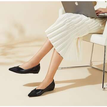 Arromic Flats Shoes for Women, Low Wedge Pointed Toe Women Flats with Arch Support, Inner Heel and H...