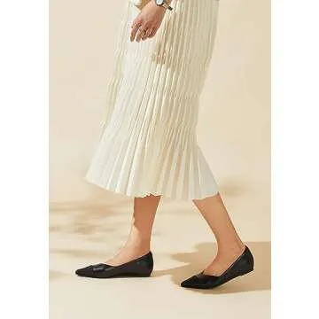 Arromic Flats Shoes for Women, Low Wedge Pointed Toe Women Flats with Arch Support, Inner Heel and Heel Pad, Comfortable Slip on Flats for Office Work Casual Dressy Wedding