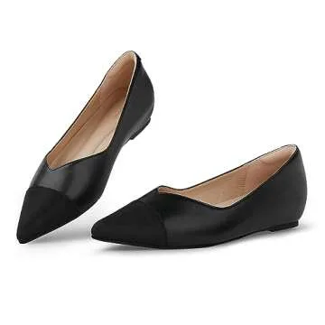 Arromic Flats Shoes for Women, Low Wedge Pointed Toe Women Flats with Arch Support, Inner Heel and Heel Pad, Comfortable Slip on Flats for Office Work Casual Dressy Wedding