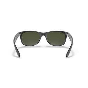 Ray-Ban RB2132 New Wayfarer Square Sunglasses, Rubber Black/G-15 Green, 55 mm