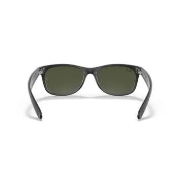 Ray-Ban RB2132 New Wayfarer Square Sunglasses, Rubber Black/G-15 Green, 55 mm