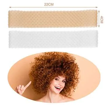 WILLBOND 4 Pieces Nylon Wig Caps and Silicone Stretchy Wig Grip Band Set Seamless Non-slip Headband Adjustable for Women(White and Light Brown, Skin Color)