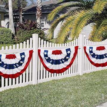 American Flag Bunting For Outside,8 Pack American Flags Banners,Patriotic Bunting Outdoor,USA Pleate...