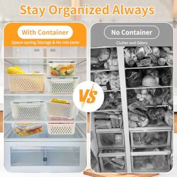 Fruit Storage Containers for Fridge,Produce Saver Containers for Refrigerator with Drain Colander,Fo...