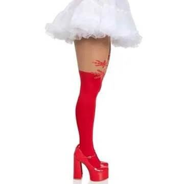 Leg Avenue Red Snowflake Tights for Holiday Cheer