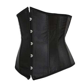 Zhitunemi Women's Satin Underbust Corset Bustier Waist Training Cincher Plus Size Small Black