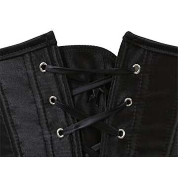 Zhitunemi Women's Satin Underbust Corset Bustier Waist Training Cincher Plus Size Small Black
