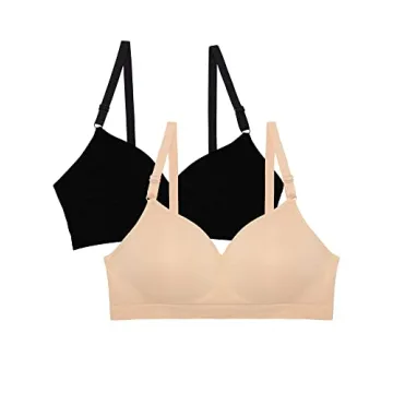 Fruit of the Loom Women's Seamless Wire Free Push-Up Bra, Black Hue/in The Buff 2-Pack, 38C