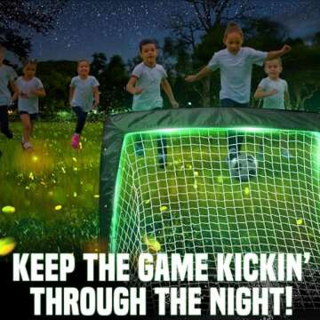 TGU Soccer Net Gifts - Light Up Soccer Goals, Glow in The Dark | Portable Pop-up Football Goals for Kids Teens & Youth, Black, 4 x 3Ft (NOS34140B01)