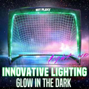 TGU Soccer Net Gifts - Light Up Soccer Goals, Glow in The Dark | Portable Pop-up Football Goals for Kids Teens & Youth, Black, 4 x 3Ft (NOS34140B01)