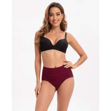 INNERSY Women's High Waisted Underwear Cotton Panties Regular & Plus Size 5-Pack