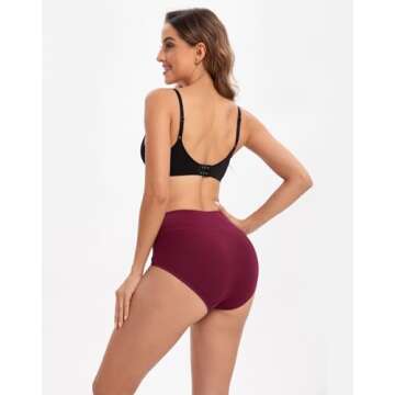 INNERSY Women's High Waisted Underwear Cotton Panties Regular & Plus Size 5-Pack