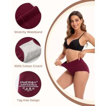 INNERSY Women's High Waisted Underwear Cotton Panties Regular & Plus Size 5-Pack