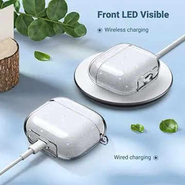 ULAK Compatible with AirPods 3 Case Clear Glitter, Shockproof Transparent Designed Soft TPU Protective Cover with Keychain for AirPods 3rd Generation 2021 [Front Led Visible], Glitter