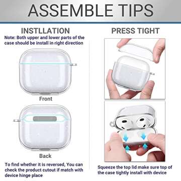 ULAK Compatible with AirPods 3 Case Clear Glitter, Shockproof Transparent Designed Soft TPU Protective Cover with Keychain for AirPods 3rd Generation 2021 [Front Led Visible], Glitter