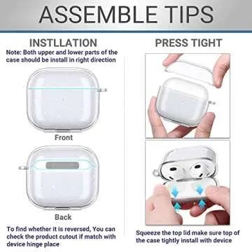 ULAK Compatible with AirPods 3 Case Clear Glitter, Shockproof Transparent Designed Soft TPU Protective Cover with Keychain for AirPods 3rd Generation 2021 [Front Led Visible], Glitter