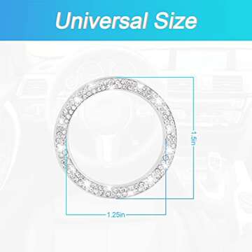 Elegant Car Bling Rhinestone Engine Start Ring Decals for Women - 2 Pack