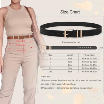 Stylish XZQTIVE 3 Pack Women Leather Belts with Gold Buckle