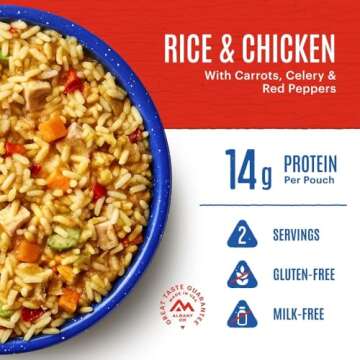 Mountain House Rice & Chicken | Freeze Dried Backpacking & Camping Food |2-Servings | Gluten-Free