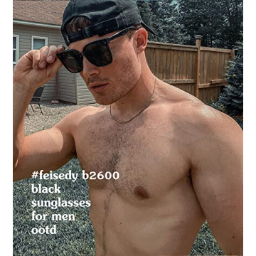 FEISEDY Retro Square Polarized Sunglasses Women Men Oversized Vintage Shades B2600