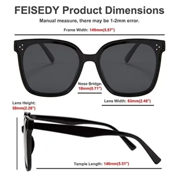 FEISEDY Retro Square Polarized Sunglasses Women Men Oversized Vintage Shades B2600