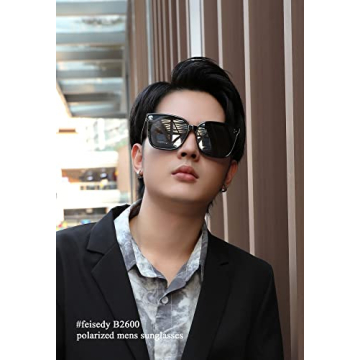 FEISEDY Retro Square Polarized Sunglasses Women Men Oversized Vintage Shades B2600