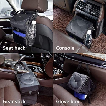 mixigoo Car Trash Garbage Can Bag - 12L Large Capacity Car Trash Can Bin with Lid and Storage Pockets Leak-Proof … (6L)